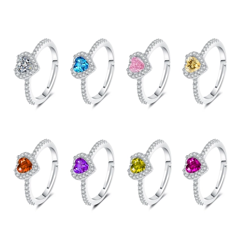 Anello Cuore Rame Zircone Strass Design Aperto Regolabile Taglio Cuore Moda Elegante Romantico Gioielli Per Donne Ragazze