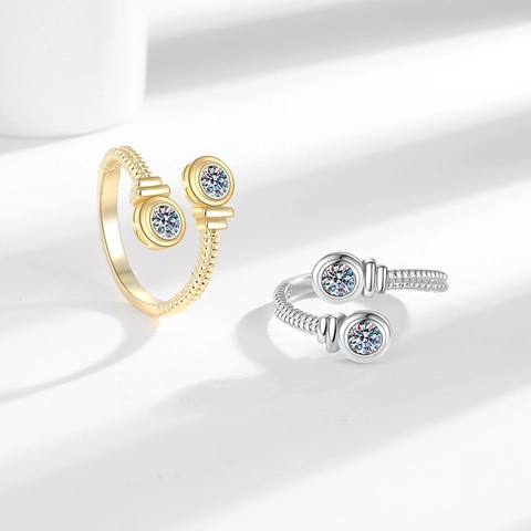 Gedrehter Seil Offener Ring Kupfer Runder Zirkonia Verstellbarer Fingerschmuck Für Damen Elegant Modern