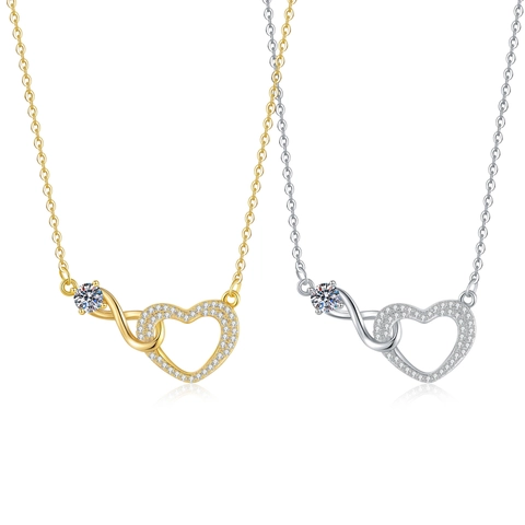 Infinity Herz Anhänger Halskette Kupfer Ineinandergreifend Zirkonia Schmuck Für Damen Elegante Schlüsselbeinkette
