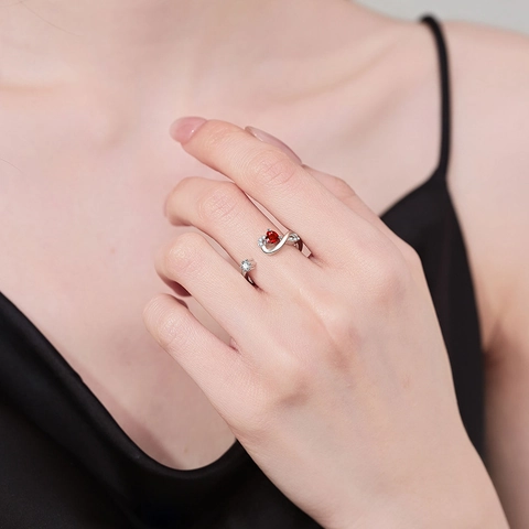 Anello Aperto Regolabile Pietra Natale Cuore Rame Zirconia Incisione I Love You Forever Gioielli Romantici Da Donna