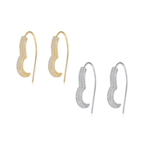 Hart Ring Oorbellen Glinsterende Micro Pave Zirkoon Koperen Sieraden Met 925 Sterling Zilveren Oorsteker Voor Dames