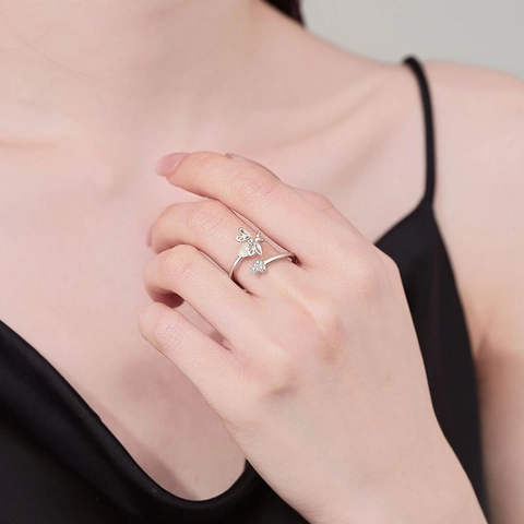 Bee Honeycomb Open Ring Copper Adjustable With Zircon Shell Inlaid Nature Style Fashion Jewelry For Women