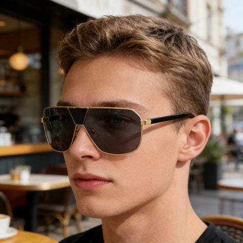 Lunettes De Soleil Shield Surdimensionnées Cadre Métallique Lentille Unique Protection UV400 Cyclisme Extérieur Mode Hommes Femmes