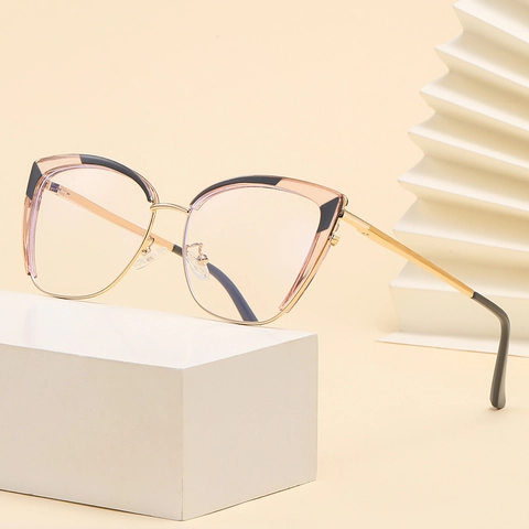 Montatura Per Occhiali Da Vista Cat Eye Donna Moda Anti Luce Blu TR90 Metallo Retro Occhiali Montatura Leggera Comoda