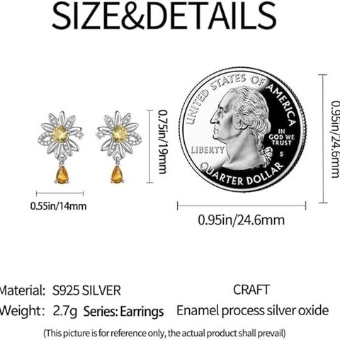 Madeliefje Bloem Hangoorbellen Met 925 Sterling Zilveren Oorsteker Gele Zirkonia Kristal Luxe Stijl Voor Dames