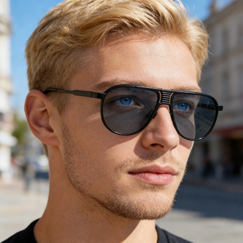 Vintage Aviator Sunglasses For Men Matte Metal Frame Double Bridge UV400 Protection Driving Fashion Sun Glasses