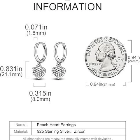 Herzanhänger Creolen Mit 925 Sterling Silber Ohrstecker Kupfer Zirkon Elegant Minimalistisch Für Damen