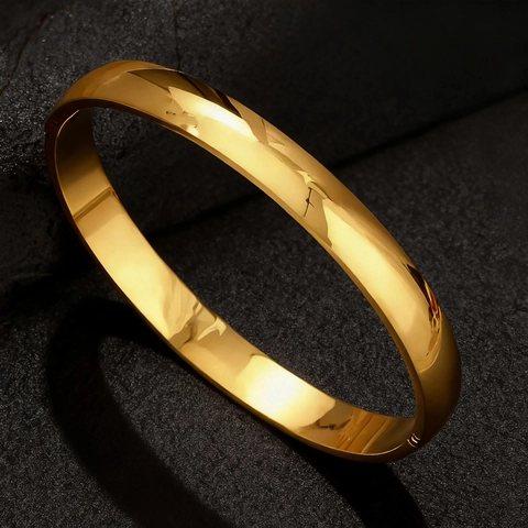 Minimalist Polished Bangle Bracelet Stainless Steel Waterproof Hypoallergenic Hinge Clasp For Men Women