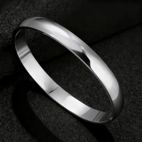Minimalist Bangle Bracelet Polished Stainless Steel Waterproof Hypoallergenic Hinged Buckle Jewelry For Men Women Unisex