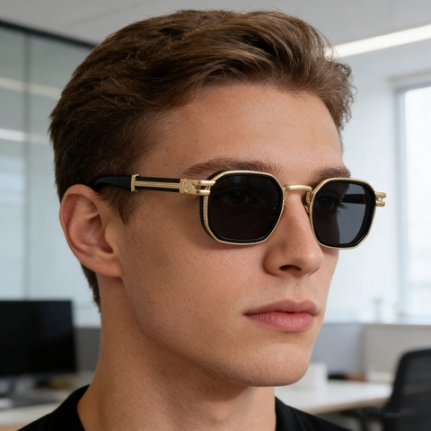 Men Polarized Rectangle Sunglasses Retro Punk Style Metal Plastic Frame UV400 Protection Outdoor Fashion Eyewear