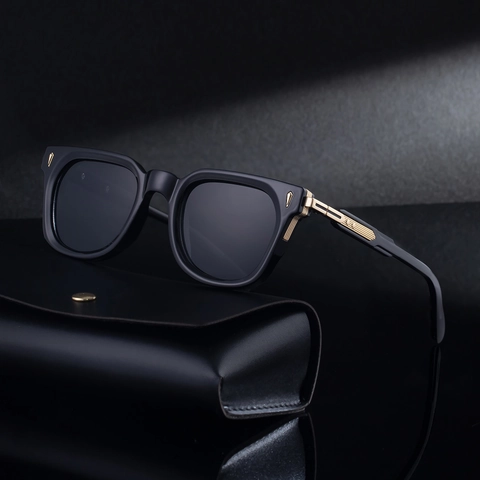 Square Sunglasses Men PC Metal Frame UV400 Protection Driving Outdoor Fashion Retro Eyewear