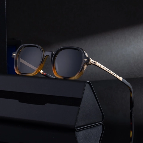 Retro Square Polarized Sunglasses Men UV400 Protection TAC Lens Metal Temple Fashion Outdoor Eyewear