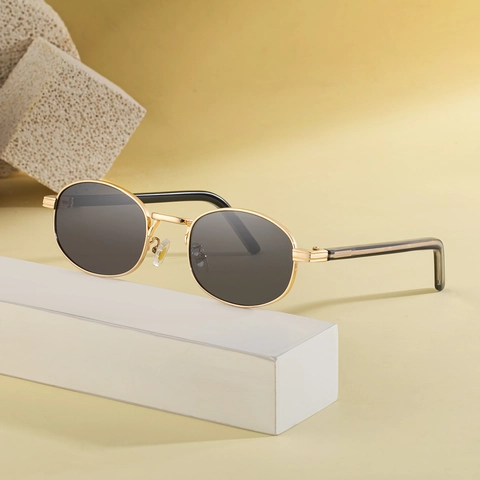 Oval Sonnenbrille Metallrahmen UV400 Schutz PC Gläser Verstellbare Nasenpads Retro Kleiner Rahmen Mode Für Herren Damen