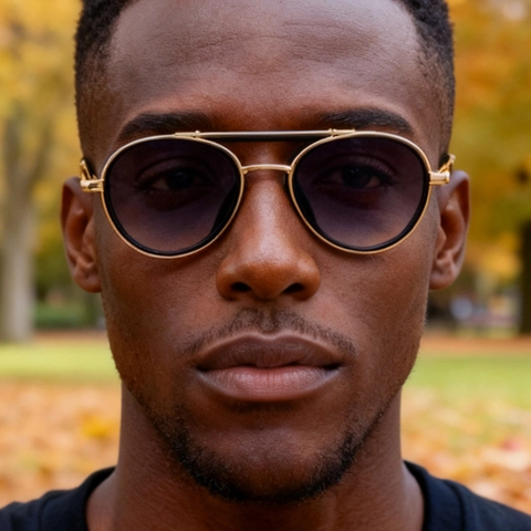 Retro Round Oval Sunglasses For Men Metal PC Frame Dual Bridge UV400 Protection Punk Style Fashion Eyewear