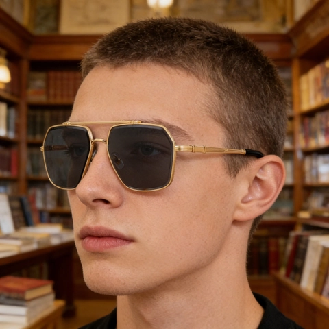 Square Aviator Sunglasses Metal Frame Double Bridge Retro Fashion UV400 Protection For Men Outdoor