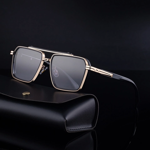 Square Frame Sunglasses Metal PC UV400 Protection Retro Punk Style For Men Outdoor Driving Fashion Eyewear