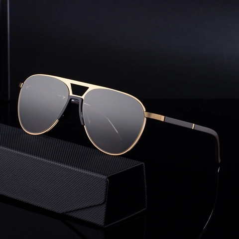 Occhiali Da Sole Aviatore Vintage Doppio Ponte Metallo UV400 Moda Retrò Per Uomini Protezione Solare
