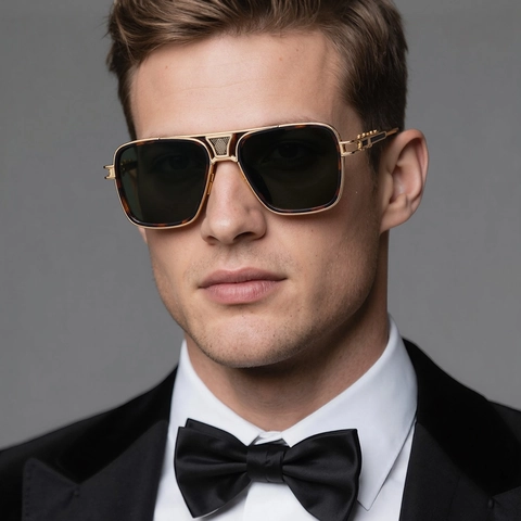 Square Sunglasses Men Metal Frame PC Lens UV400 Protection Vintage Industrial Steampunk Edith Style Outdoor Fashion