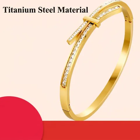Titanium Steel Zircon Bracelet For Women Waterproof Vacuum Plated Geometric Cubic Zirconia Bangle Minimalist Jewelry