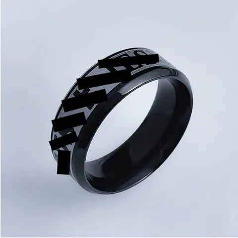 Anello in Acciaio Inossidabile per Uomo Moda Lucido Lettere Incise Fedina Stile Occidentale Gioielli Trendy Regalo