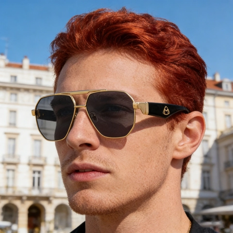 Occhiali Da Sole Rettangolari Uomini Donne Montatura Metallo Plastica Protezione UV400 Retro Stile Aviatore Doppio Ponte