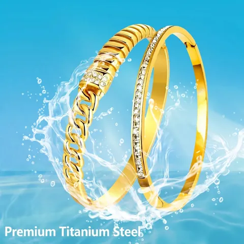 Bracciale Rigido in Acciaio Inossidabile con Strass Pavé per Donna Oro Argento Placcato Gioielli di Lusso Impermeabili