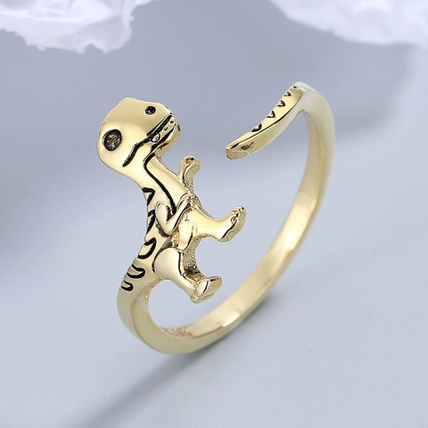 Dinosaurier Verstellbarer Offener Ring Kupfer T-Rex Tierform Kreativer Modeschmuck Für Damen