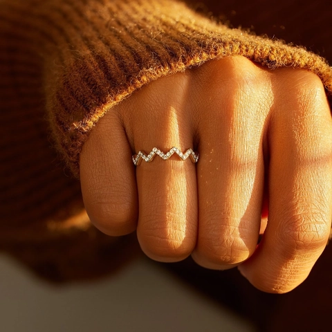 Welle EKG Herzschlag Ring Kupfer Rhinestone Gold Silber Plattiert Verstellbar Offener Finger Schmuck Geschenk Damen