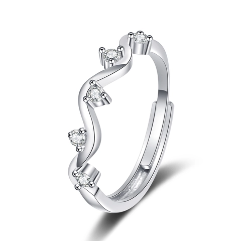 Wellenring Kupfer Geometrisches Band Zirkonia Eingelegt Verstellbar Offener Fingerschmuck Geschenk Für Tochter Damen