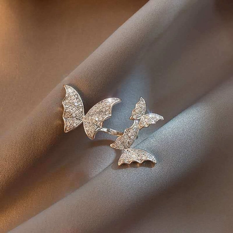 Verstellbarer Schmetterling Ring Kupfer Basis Mikro Zirkonia Elegantes Tier Schmuck Geschenk Für Damen