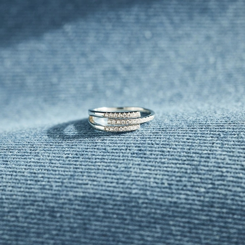 925 Sterlingsilber Dreischichtiges Strass Offener Ring Für Damen Minimalistische Mode Verstellbares Band Fingerring Schmuck