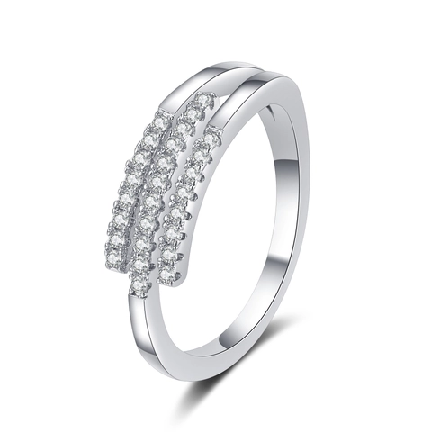 Verstellbarer Mehrlagiger Offener Ring Kupfer Zirkonia Geometrischer Modeschmuck Für Damen