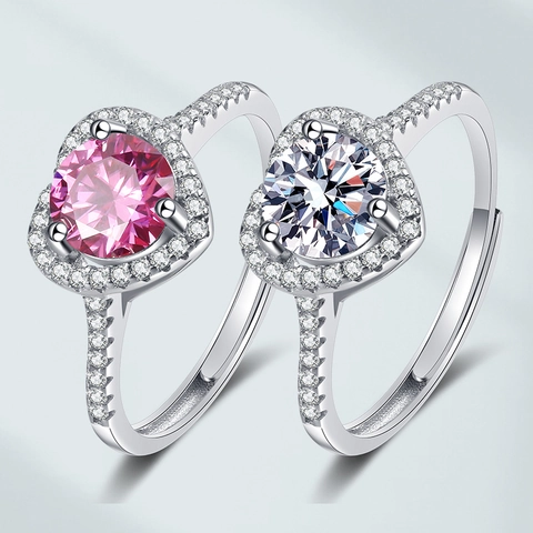Hart Halo Koperen Ring Ronde Zirkonia Ingelegd Micro Pave Verstelbare Open Band Elegante Mode Sieraden Vrouwen