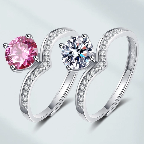 Elegant Wave S-Shape Copper Ring For Women With Round Zircon Main Stone Pavé Accents Open Adjustable Fashion Jewelry