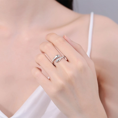 Romantic Hugging Hands Ring For Women Men Open Adjustable Copper Polished Minimalist Statement Jewelry Gift