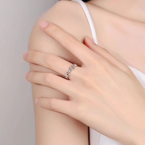 Anello Aperto Regolabile Cuore Intrecciato Minimalista Da Donna Moda Rame Catena Intrecciata Gioielli Da Dito