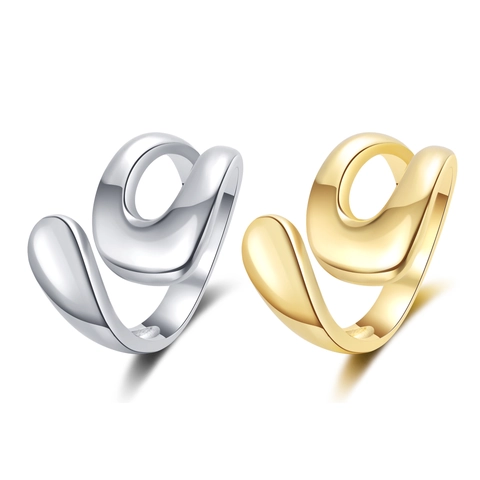 Minimalist Irregular Liquid Metal Ring Copper Smooth Surface Adjustable Open Finger Jewelry For Women