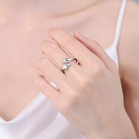 Anello Aperto Doppio Delfino Rame Strass Regolabile Design Animale Gioielli Minimalisti Regalo Donna
