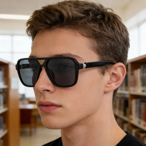 Retro Square Sunglasses For Men PC Frame Metal Triangular Accent UV400 Fashion Outdoor Driving Shades For Unisex