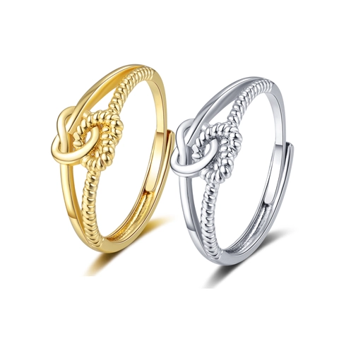 Heart Knot Ring Copper Twisted Rope Double Layer Open Adjustable Fashion Jewelry For Women