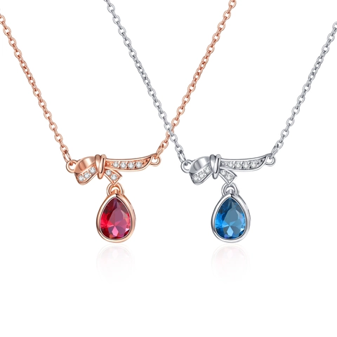 Collana Pendente Con Fiocco Goccia Acqua Rame Zircone Catena Clavicola Gioielli Regalo Per Donne