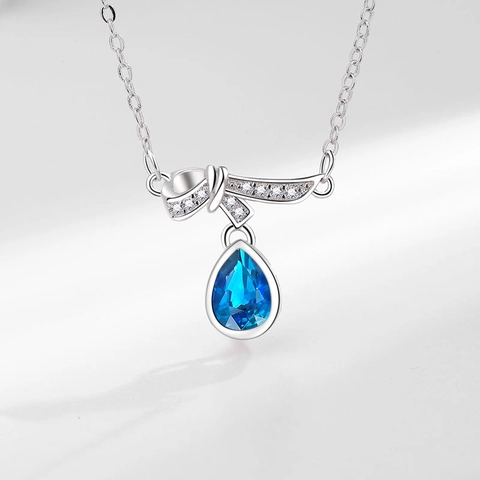Collana Pendente Con Fiocco Goccia Acqua Rame Zircone Catena Clavicola Gioielli Regalo Per Donne
