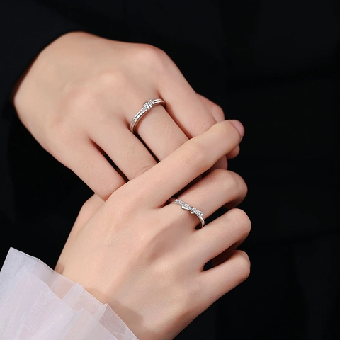 Anelli Di Coppia Aperti Regolabili Rame Strass Fiocco Corona Gioielli Di Moda Geometrici Regalo Per Innamorati