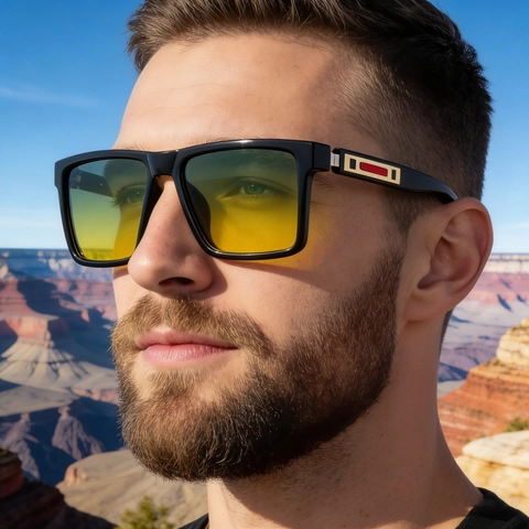 Men Polarized Sunglasses Square Fashion TAC Lens UV400 Protection PC Metal Frame Outdoor Driving Eyewear