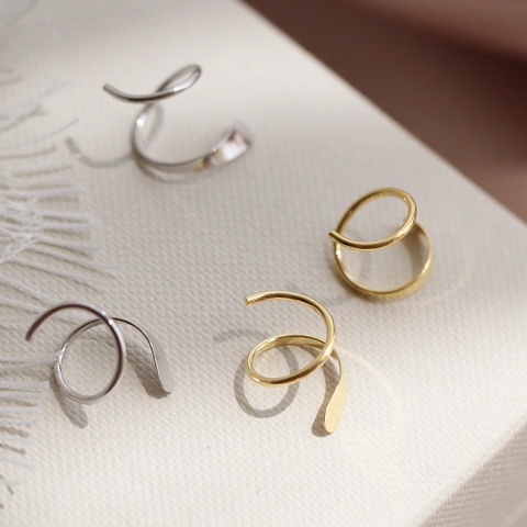 Layered Spiral Hoop Earrings Copper Rotating Geometric Spring Style Simple Versatile Jewelry For Women