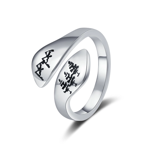 Dandelion Mountain Forest Open Ring Nature Inspired Adjustable Vintage Jewelry Women Men