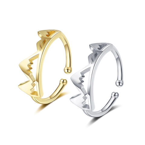 Mountain Range Ring Copper Open Adjustable Geometric Peak Shape Minimalist Fashion Jewelry For Women
