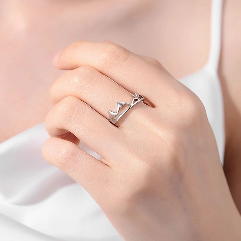 Mountain Range Ring Copper Open Adjustable Geometric Peak Shape Minimalist Fashion Jewelry For Women
