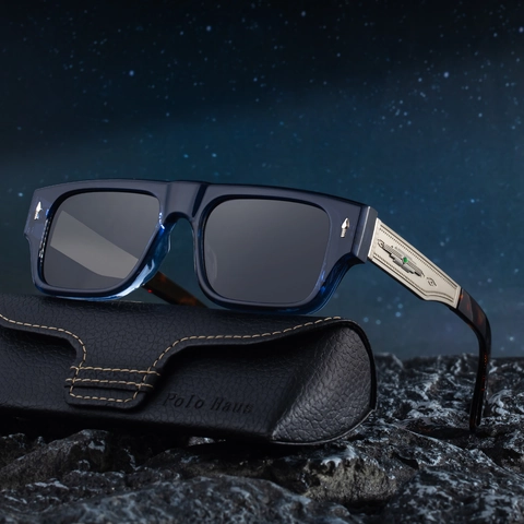 Gafas De Sol Cuadradas Retro Para Hombre Montura Gruesa Protección UV400 Patillas De Metal Grabadas Estilo Punk Vintage