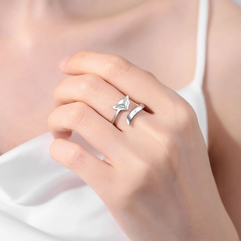 Fuchs Verstellbarer Offener Ring Kupfer Minimalistisches Tierdesign Modeschmuck Für Damen